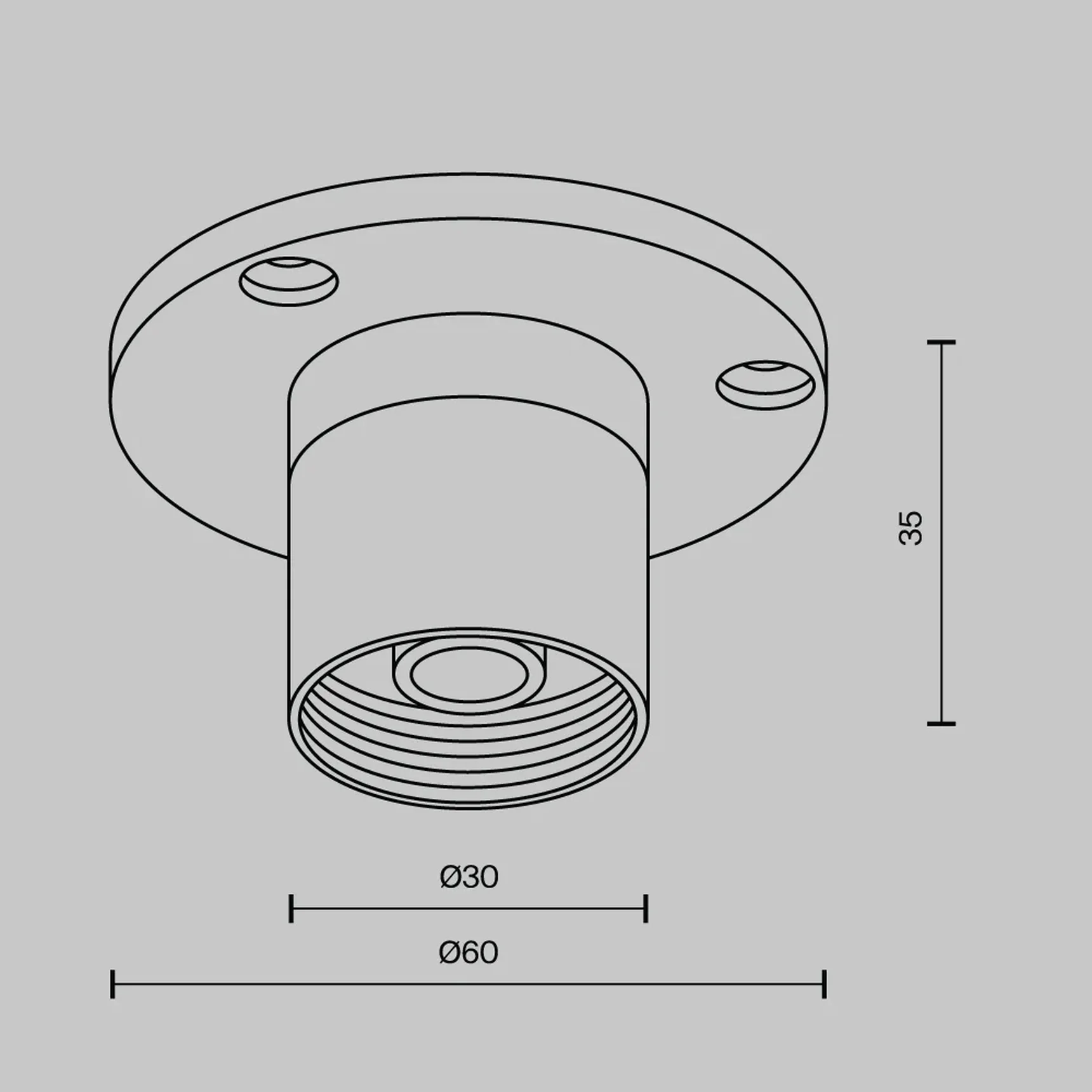 Основание для накладного монтажа системы Shelf с внутренней резьбой без ввода питания, CA023BI-B