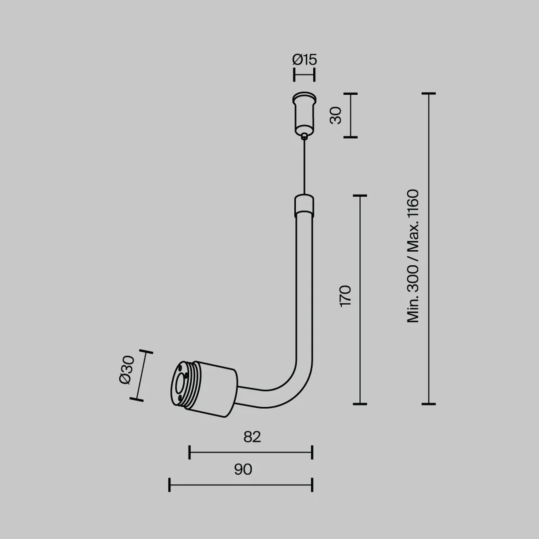 Заглушка для подвесного монтажа системы Shelf без ввода питания с тросом, CA024PL-B