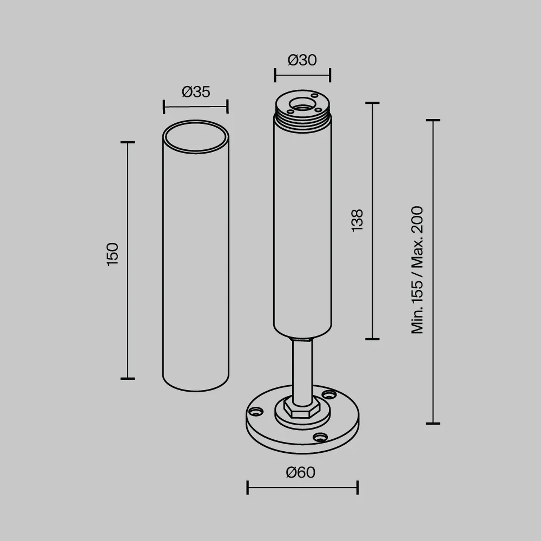 Основание для накладного монтажа системы Shelf с регулировкой по высоте, CA025BA-B