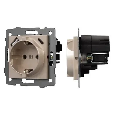 Механизм розетки с USB зарядкой SCT-MUAC-PL-GD-V (250V, 16A) (Arlight, -)