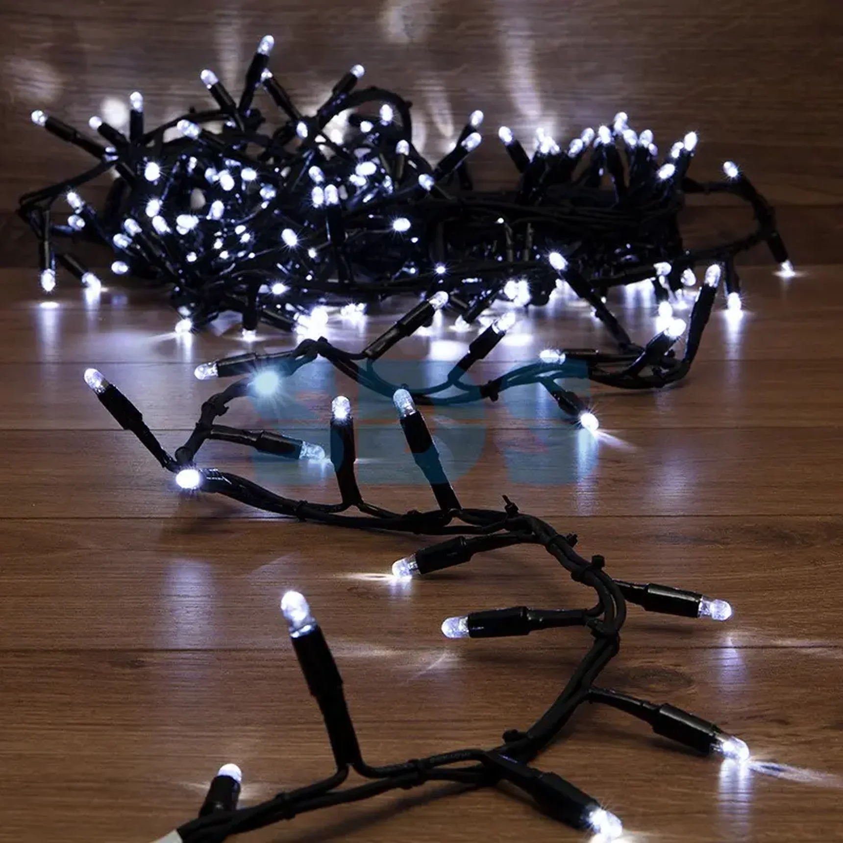 Гирлянда «Кластер» 10 м,  200 LED,  черный каучук,  IP67, соединяемая,  цвет свечения белый NEON-NIGHT