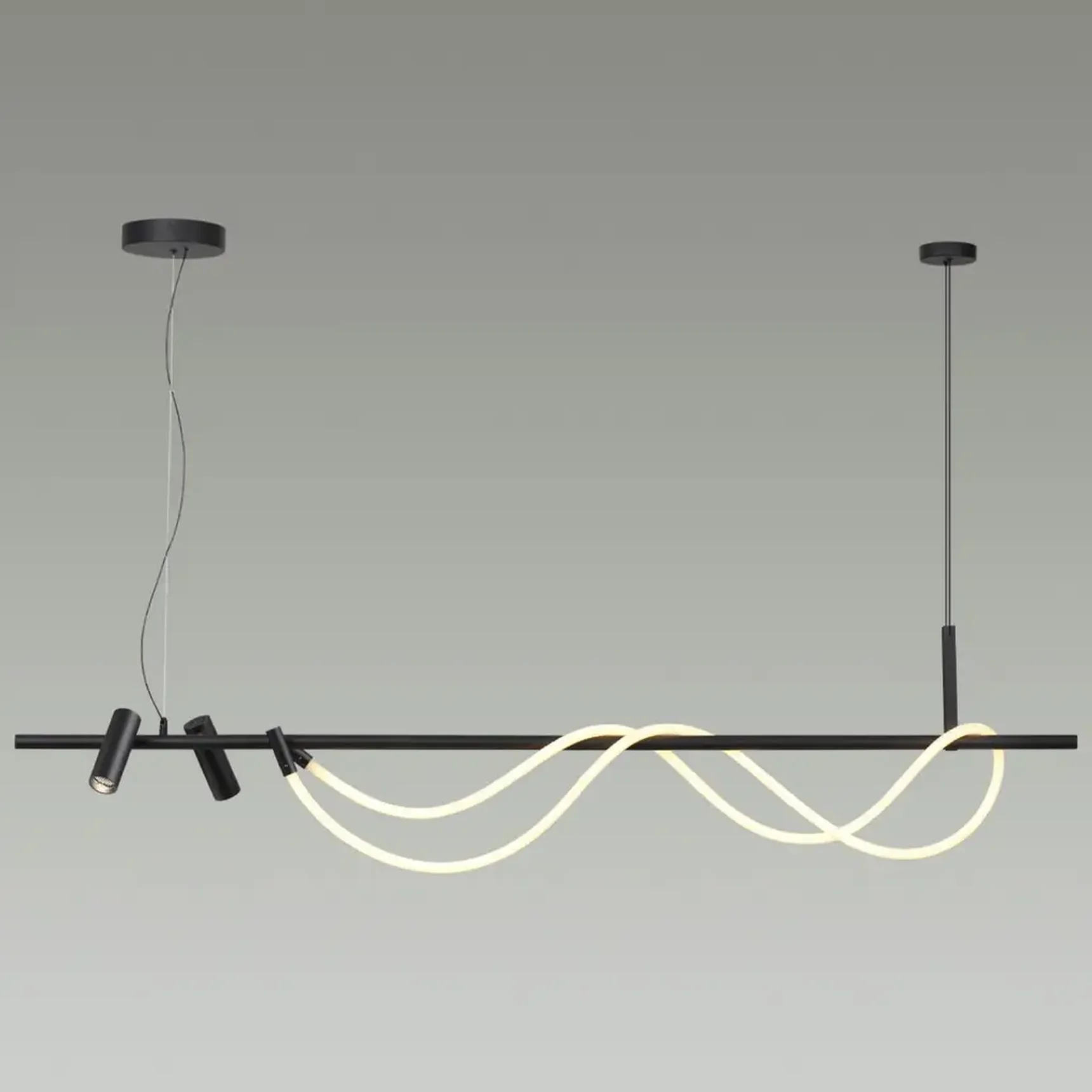 4391/40L HIGHTECH ODL24 263 черный/металл/канат Подвесной св-к с раздельн. вкл IP20 LED 40W 1580Лм 4000K CORDA