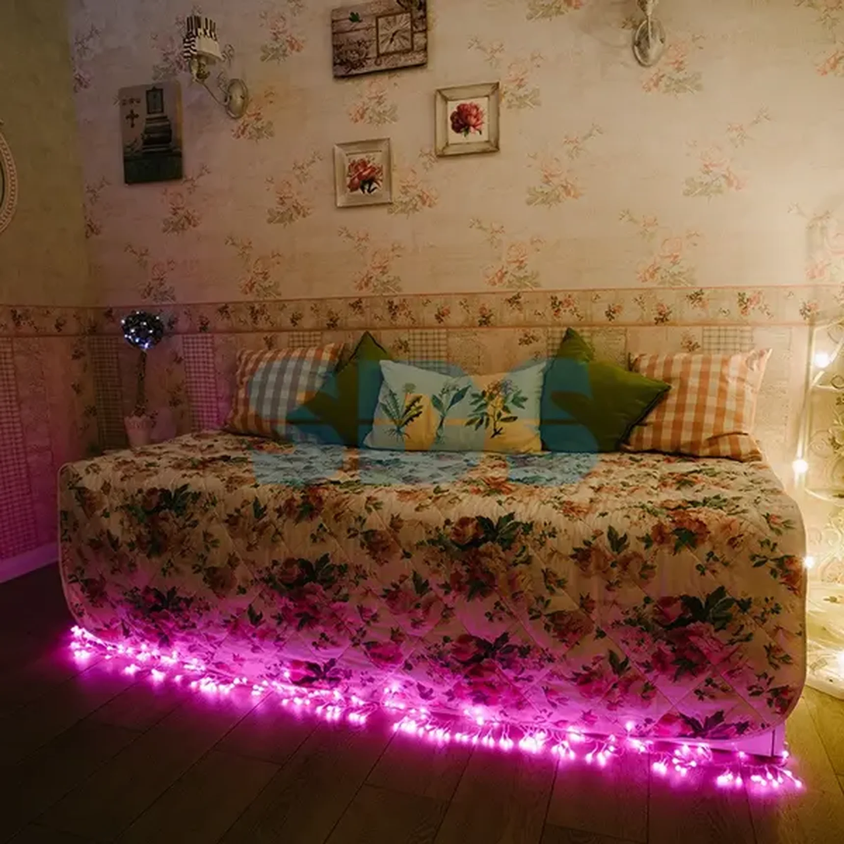 Гирлянда Мишура LED  3 м  Прозрачный ПВХ, 288 диодов, цвет розовый