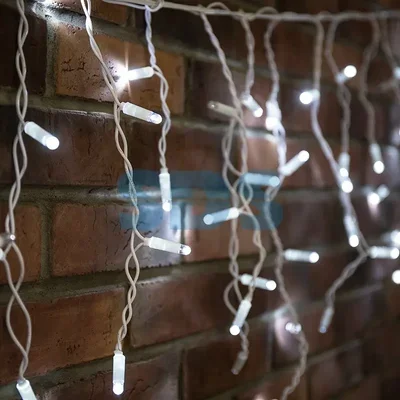 Гирлянда Айсикл (бахрома) светодиодный, 2,4х0,6м, эффект мерцания, белый провод, 230 В, диоды БЕЛЫЕ, 88 LED NEON-NIGHT