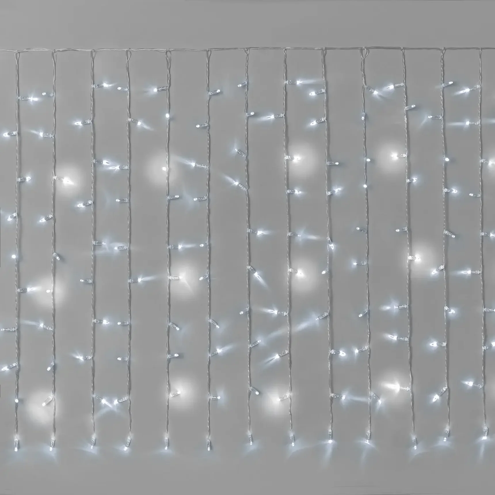 Гирлянда Занавес INOXHUB 2х1м Облегчённый, мерцающий, 200 LED, 220В, IP65, прозрачный провод, БЕЛЫЙ
