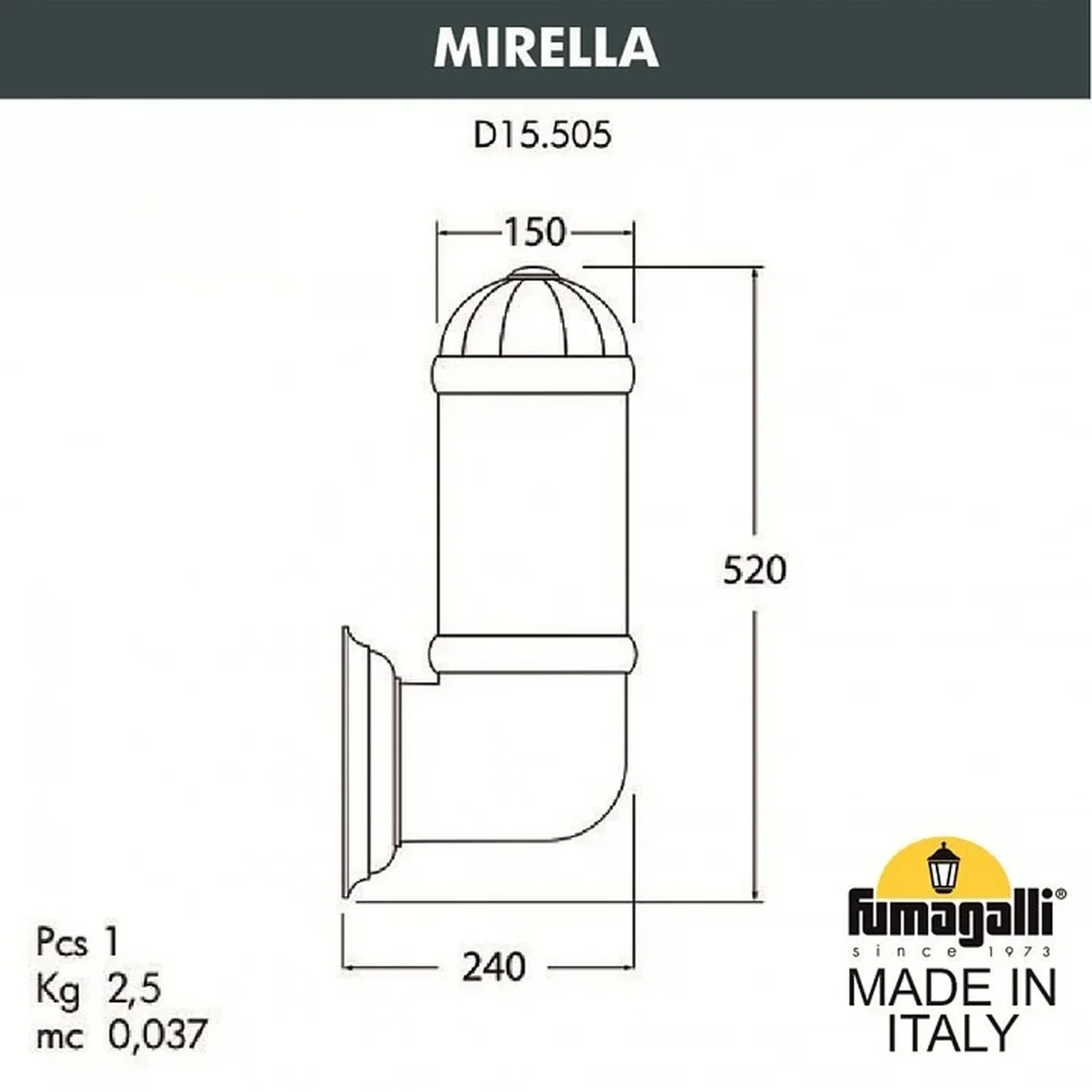 Светильник уличный настенный FUMAGALLI MIRELLA D15.505.000.LYF1R Серый