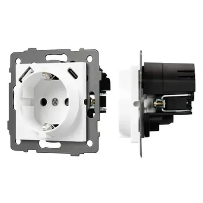 Механизм розетки с быстрой USB зарядкой SCT-MUAC-PL-WH-V (250V, 16A) (Arlight, -)