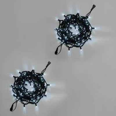 Нить 10м, 100 LED, соединяемая, 220В, IP65, чёрный резиновый провод 3.3мм, БЕЛАЯ