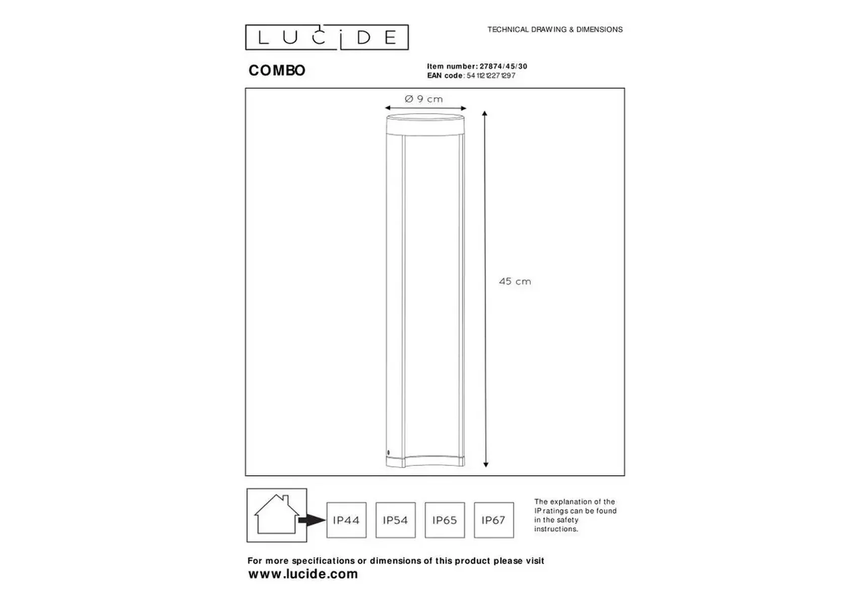 Уличный светодиодный светильник Lucide Combo 27874/45/30