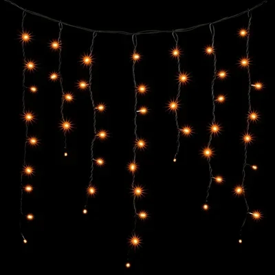 Гирлянда Бахрома 3,2 x 0,9 м Желтая, 168 LED, Провод Черный Каучук, IP65