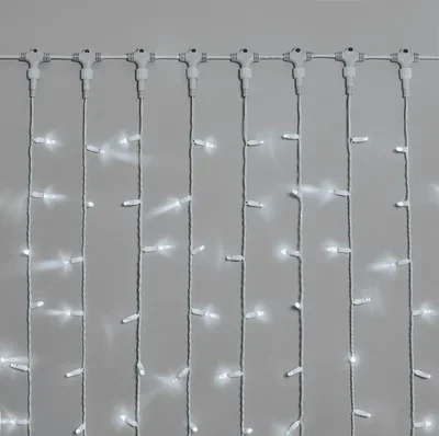 Гирлянда Занавес INOXHUB 2х6м, 600 LED, 220В, IP65, белая резина 2.3мм, БЕЛЫЙ