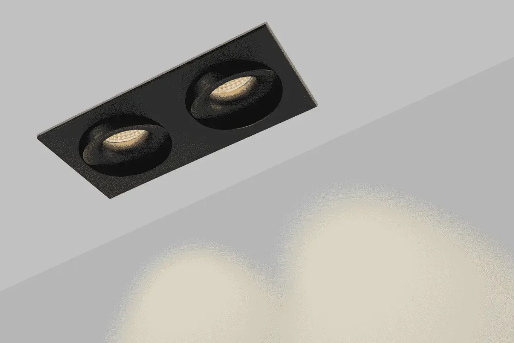 Корпус светильника потолочный встраиваемый наклонно-поворотный, COMBO-2S2-BL, Черный, IP20, COMBO-2S2-BL