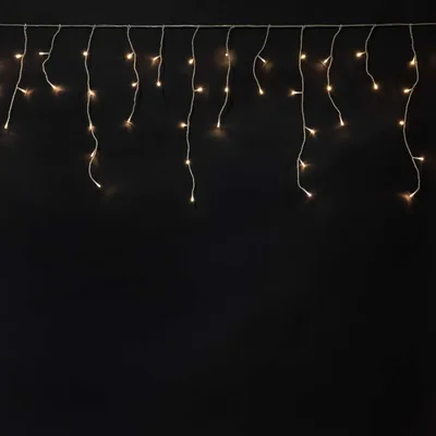 Гирлянда Бахрома на Батарейках 3 x 0,5 м Шампань, 100 LED, Провод Прозрачный Силикон, IP65