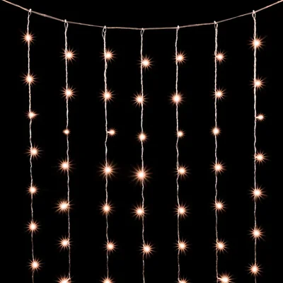 Гирлянда Занавес Облегченный 2 x 2 м Экстра Тепло-Белый 220В, 400 LED, Провод Прозрачный ПВХ, IP54