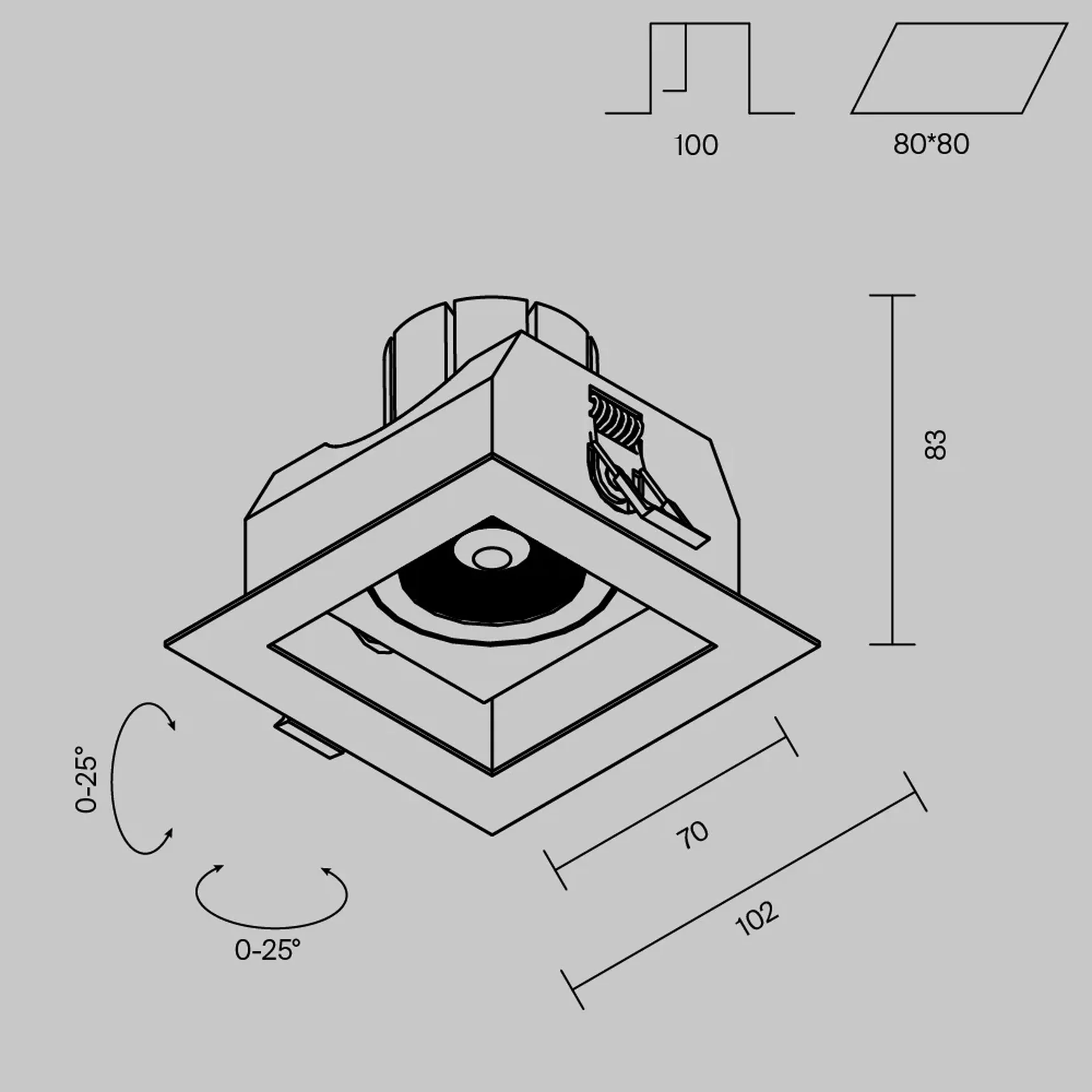 Встраиваемый светильник Metal Modern 2700-3000-4000К 12Вт 50° IP20, DL008-12W2.7-3-4K-W