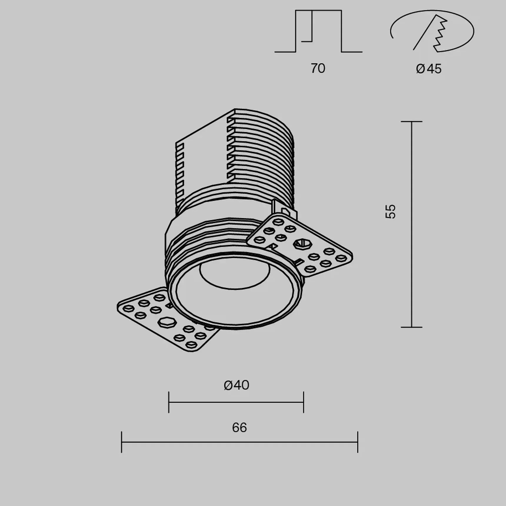 Встраиваемый светильник Mini 4000K 7Вт 50°, DL059-7W4K-TRS-B