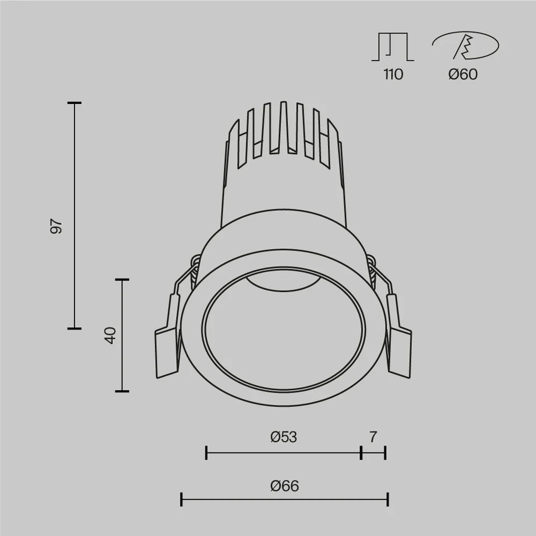 Встраиваемый светильник Dip Height+ 3000K 10Вт 50°, DL116-10W-3K-W