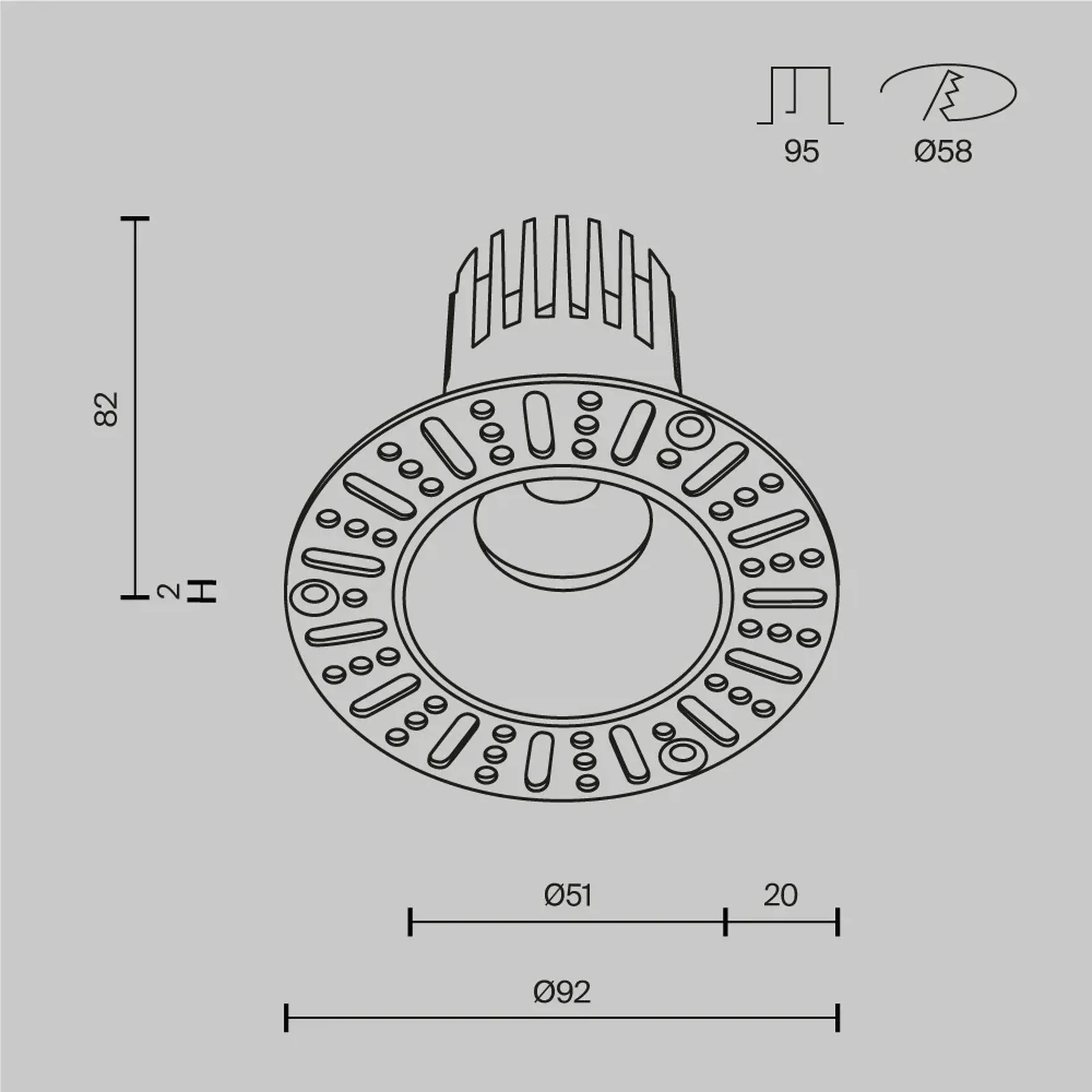 Встраиваемый светильник Dip Height 4000K 9Вт 9° Super spot, DL124-10W-4K-TRS-W