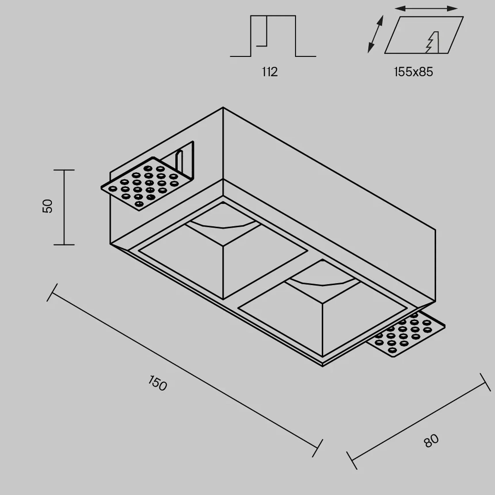 Встраиваемый светильник Gyps modern 2 x GU10 10Вт, DL131-GU10-02-W