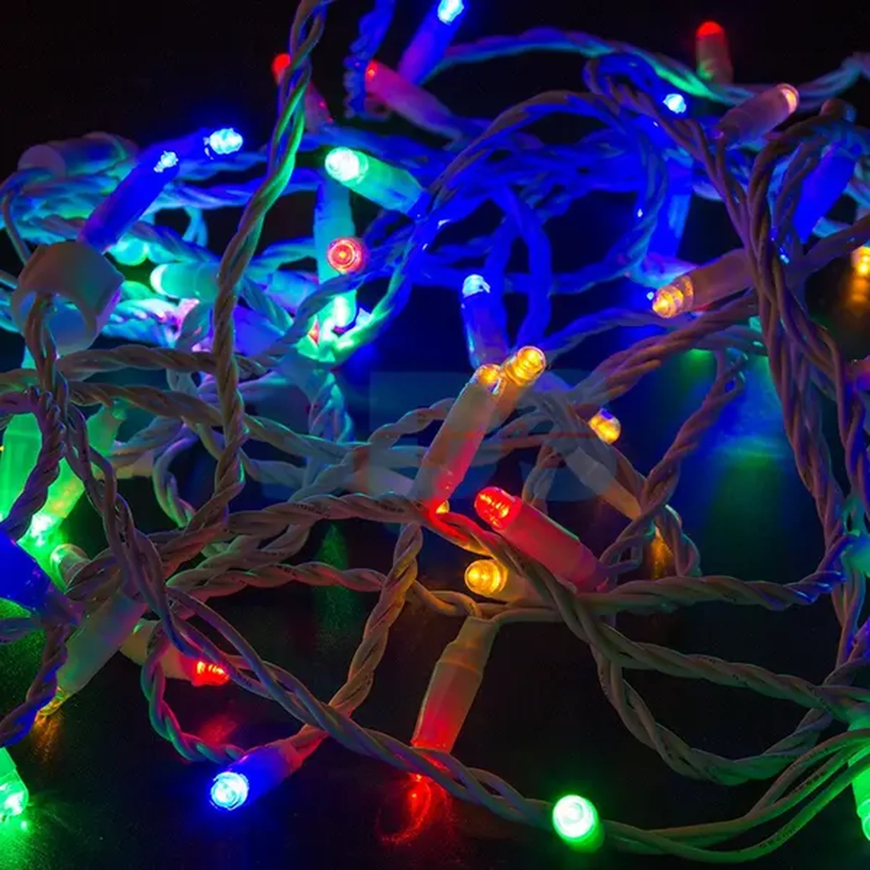 Гирлянда Нить 10м, постоянное свечение, белый ПВХ, 230В, цвет: Мультиколор