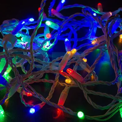 Гирлянда Нить 10м, постоянное свечение, белый ПВХ, 230В, цвет: Мультиколор