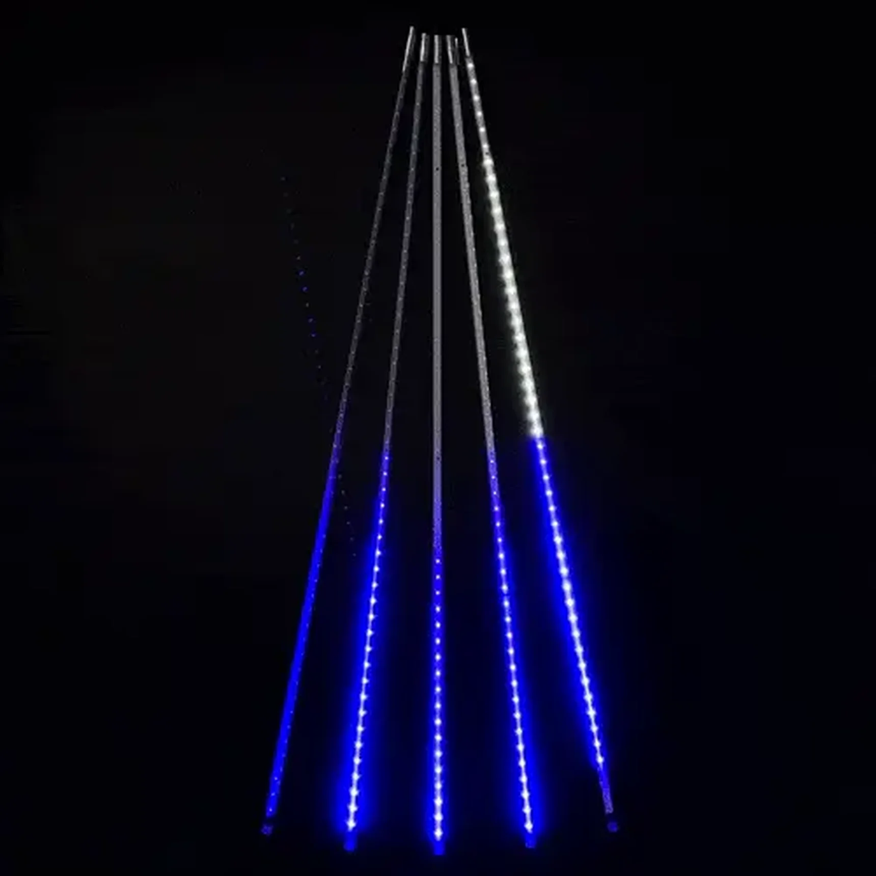 Гирлянда Тающие Сосульки 5шт по 100см, 24В, 480 Бело-Синих Светодиодов, Провод Черный ПВХ, IP55