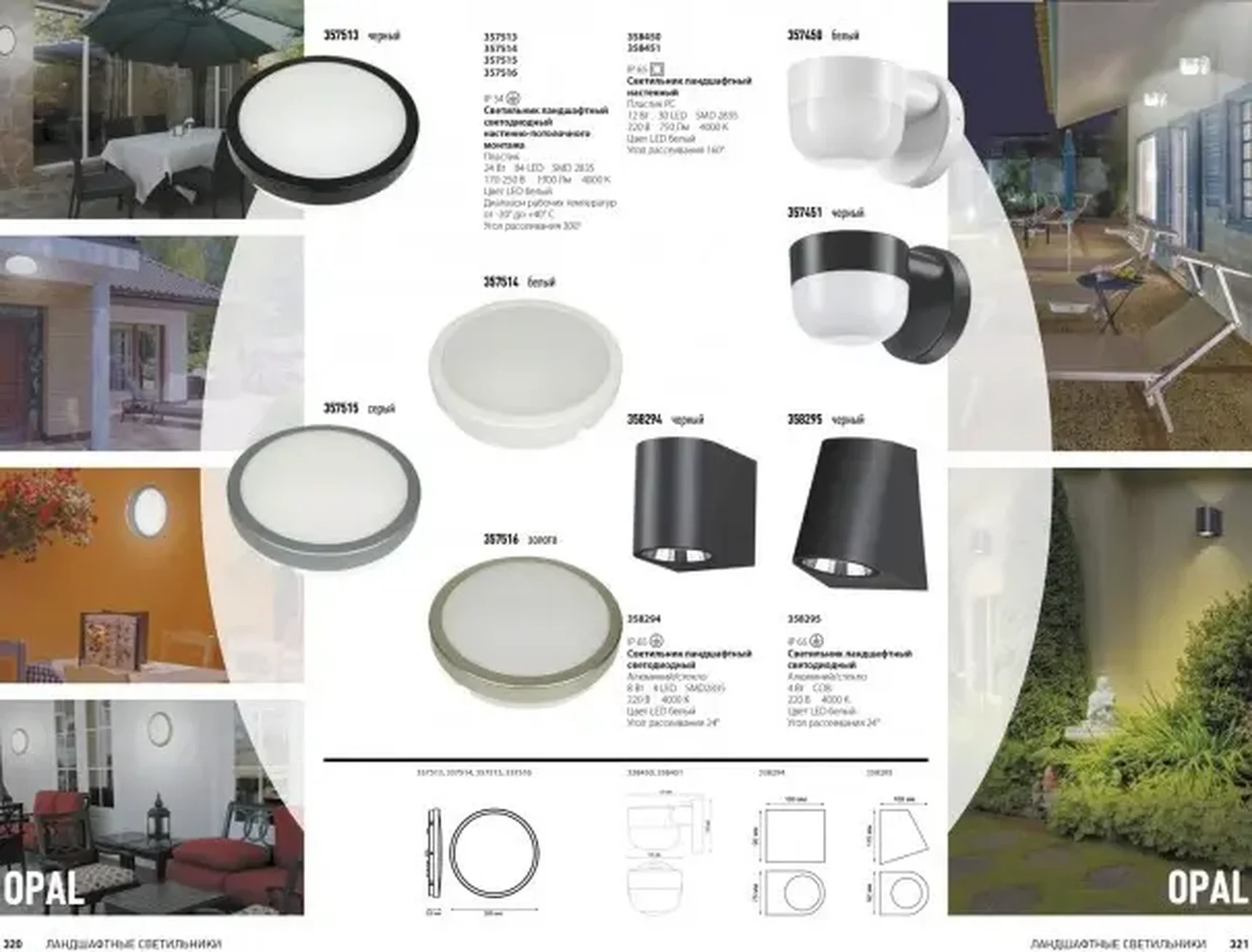 Уличный светодиодный настенный светильник Novotech OPAL 358451