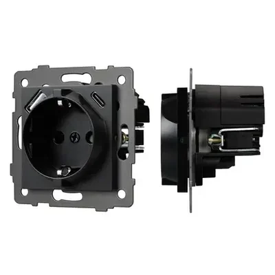 Механизм розетки с USB зарядкой SCT-MUAC-PL-BK-V (250V, 16A) (Arlight, -)