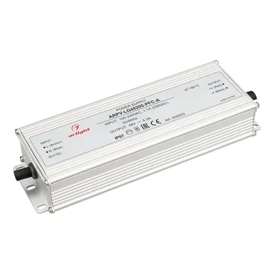 Блок питания ARPV-LG48200-PFC-A (48V, 4.2A, 200W) (Arlight, IP67 Металл, 5 лет)