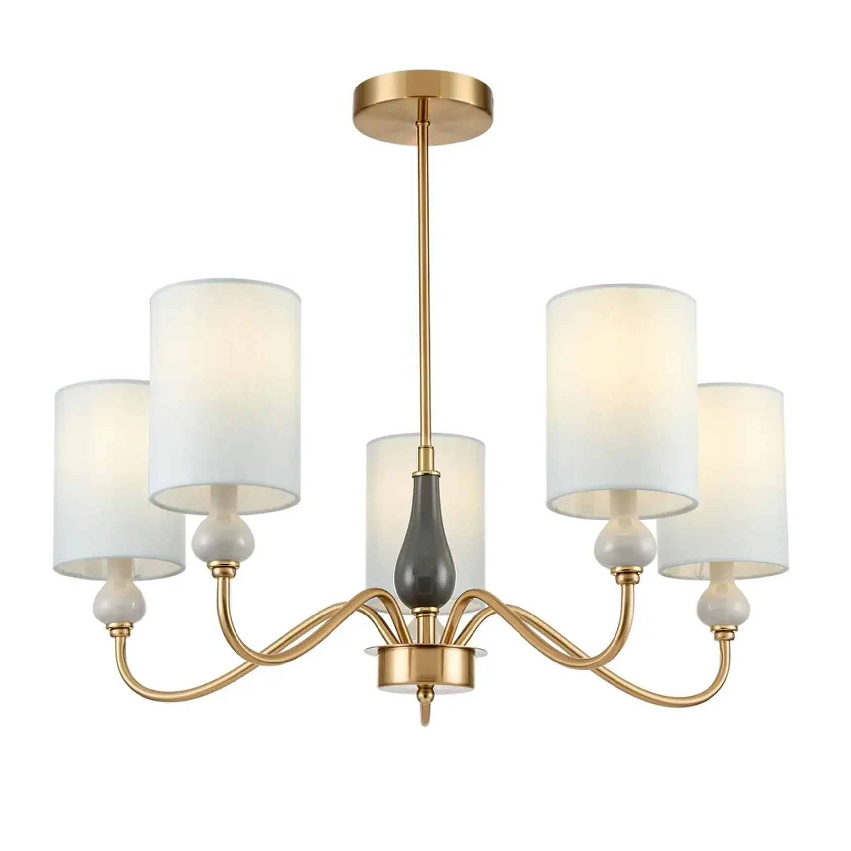 6590/5 CLASSI LN25 латунь/мятный зеленый, металл, керамика/текстиль Люстра подвесная E14 5*40W 220V ANRI