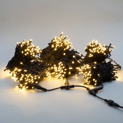 Комплект 3 Тепло-Белых Нити по 20м, 600 LED, Провод Черный Каучук 2,3мм, IP54
