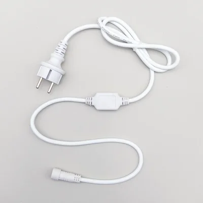 Кабель Питания 1,5м с Выпрямителем для Каучуковых и ПВХ Нитей 220В, Провод Белый Каучук, IP65