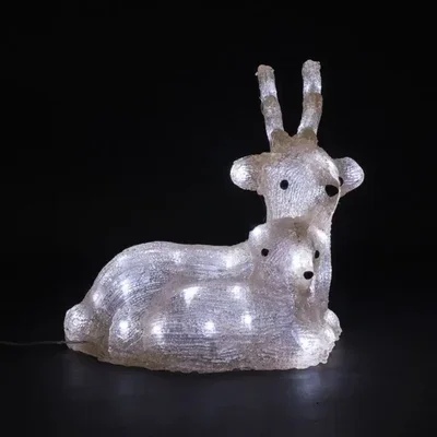 Светодиодный Олень с Детенышем 34см Белый 24В, 50 LED, IP54