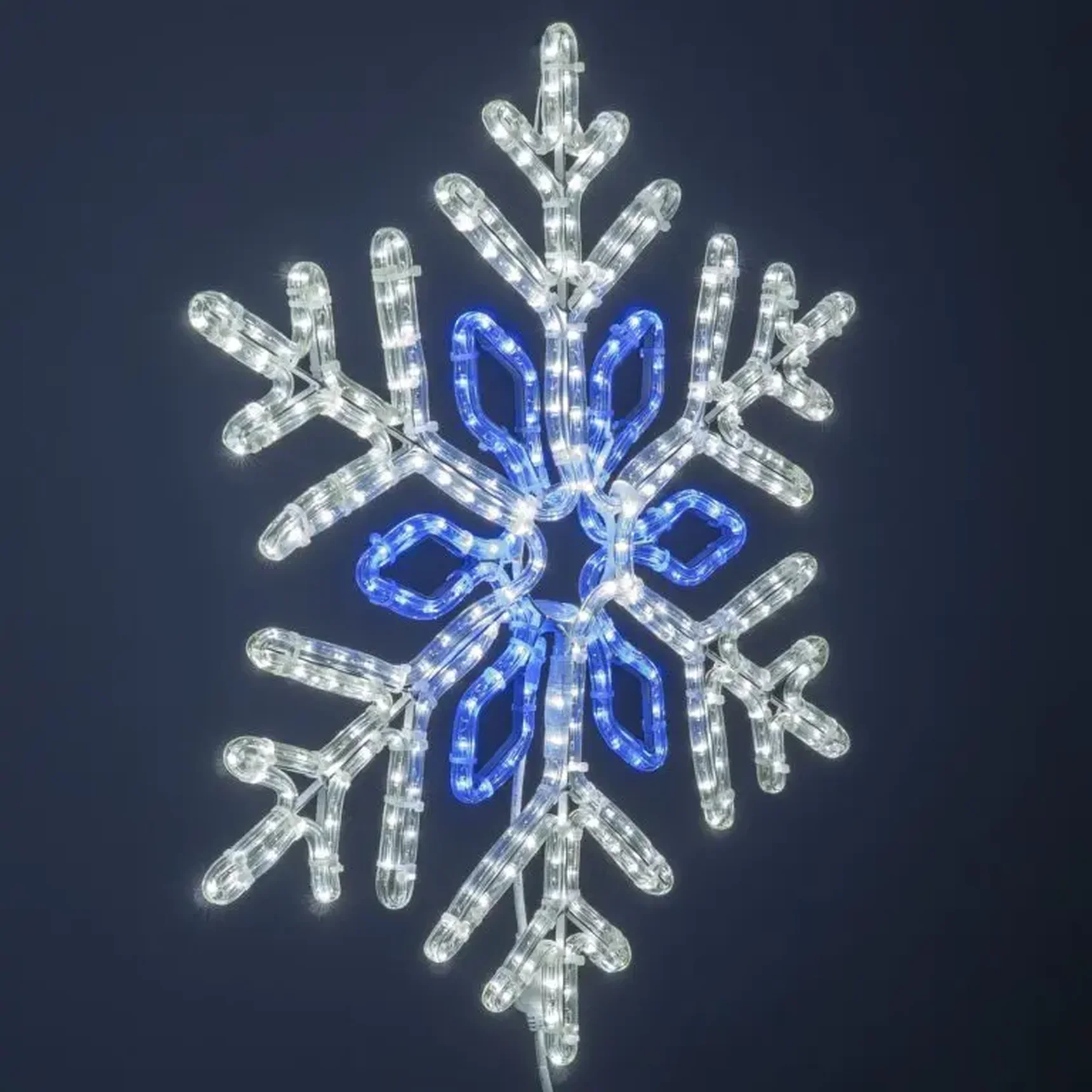 Светодиодная Снежинка "Кристалл" Ø0,7м Бело-синяя, Дюралайт на Металлическом Каркасе, IP54