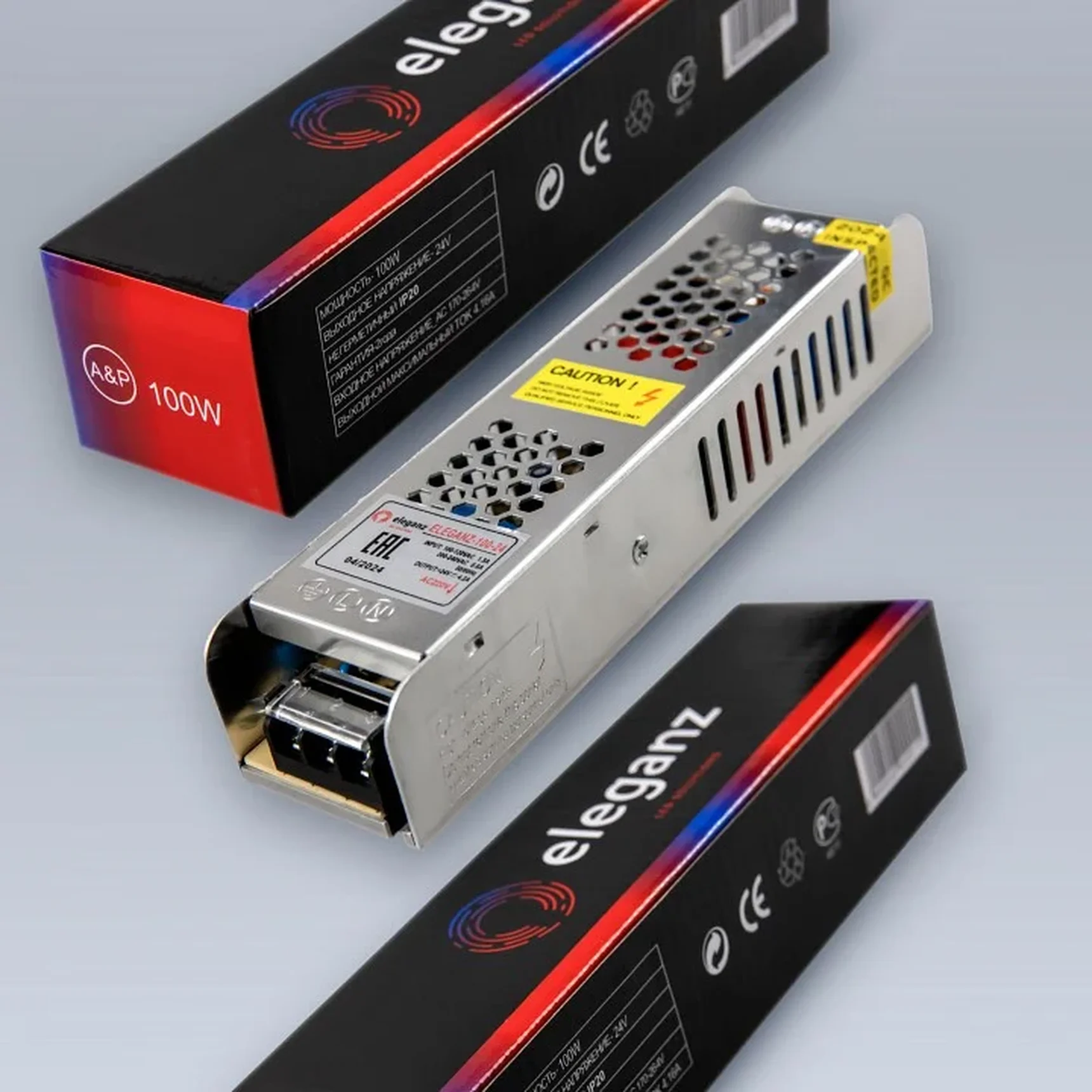 24V Блок питания 100W негерм., узкий IP44