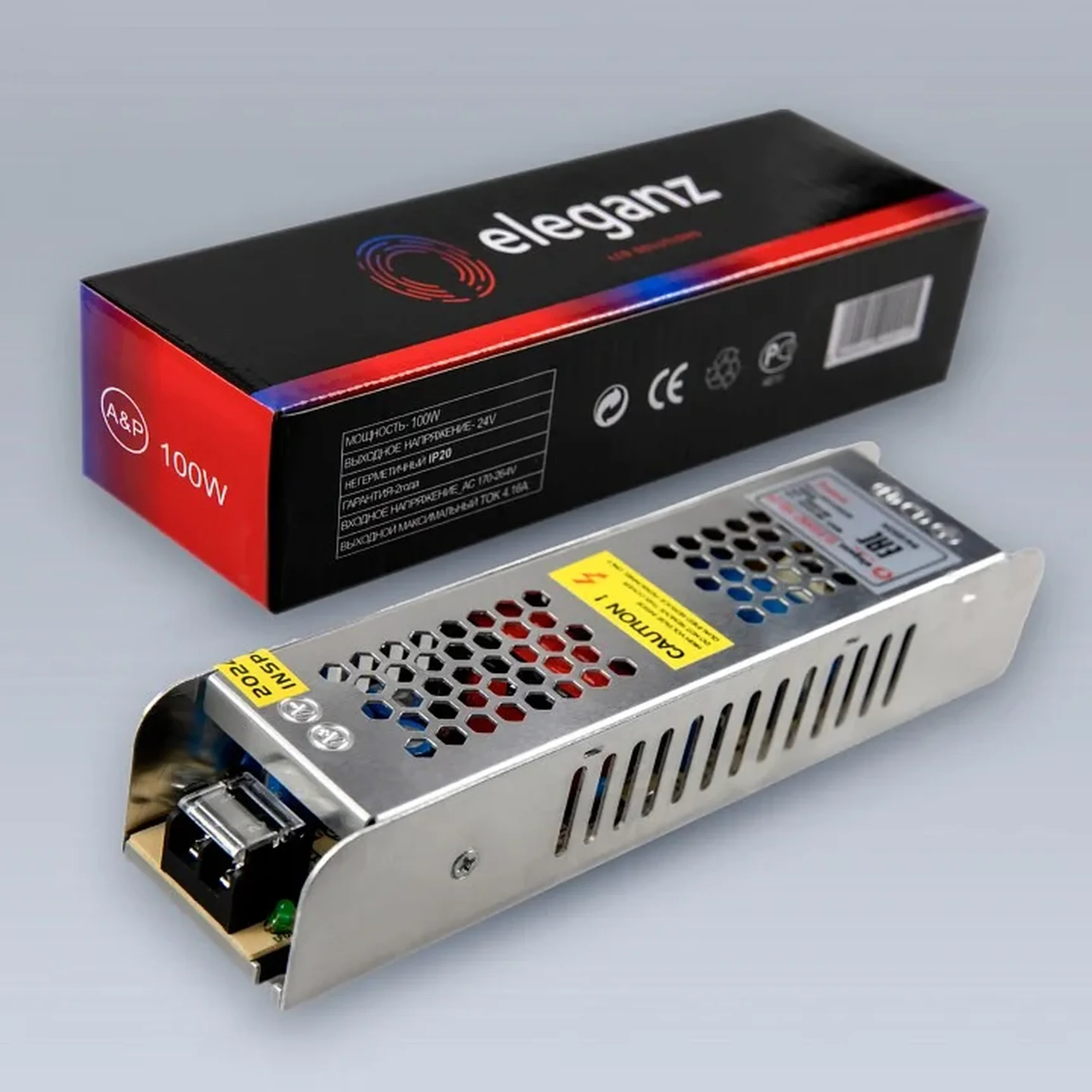 24V Блок питания 100W негерм., узкий IP44