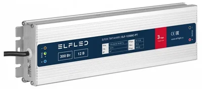 Блок питания герметичный компактный ELF, 12В, 300Вт, металл, IP67, ELF-12300С-PT