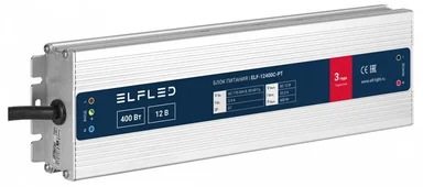 Блок питания герметичный компактный ELF, 12В, 400Вт, металл, IP67, ELF-12400С-PT