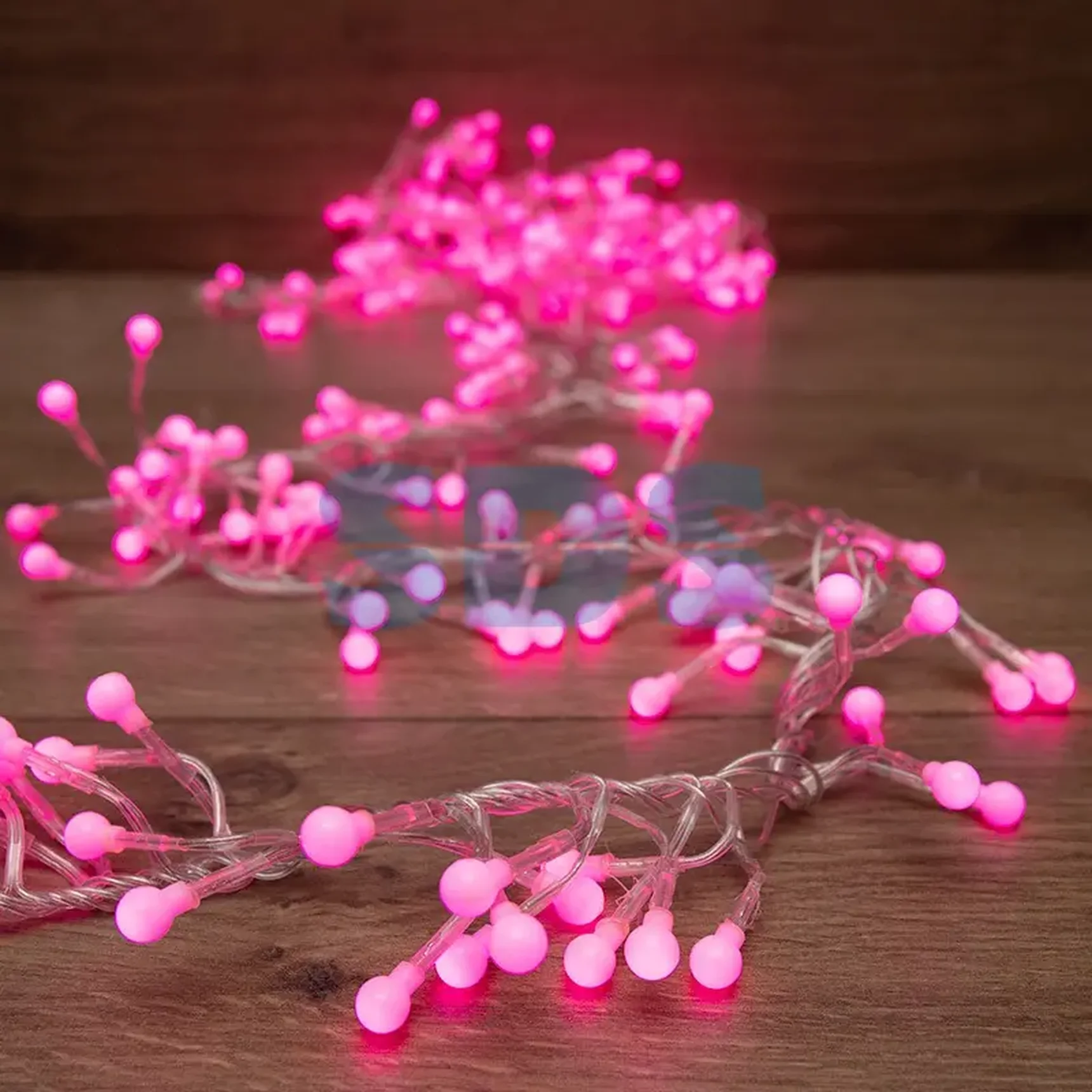 Гирлянда Мишура LED  3 м  Прозрачный ПВХ, 288 диодов, цвет розовый