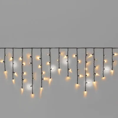 Гирлянда Бахрома INOXHUB 3х0.6м, мерцающая, 108 LED, 220В, IP65, чёрная резина 3.3мм, ТЁПЛАЯ БЕЛАЯ