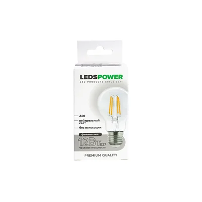 Светодиодная лампа LEDS POWER Filament A60 E27 12Вт 4000К 007144