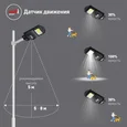 Консольный светильник на солнечной батарее,COB,с кронштейном,20W, с датч.движ., ПДУ, 450lm, 5000К, IP65