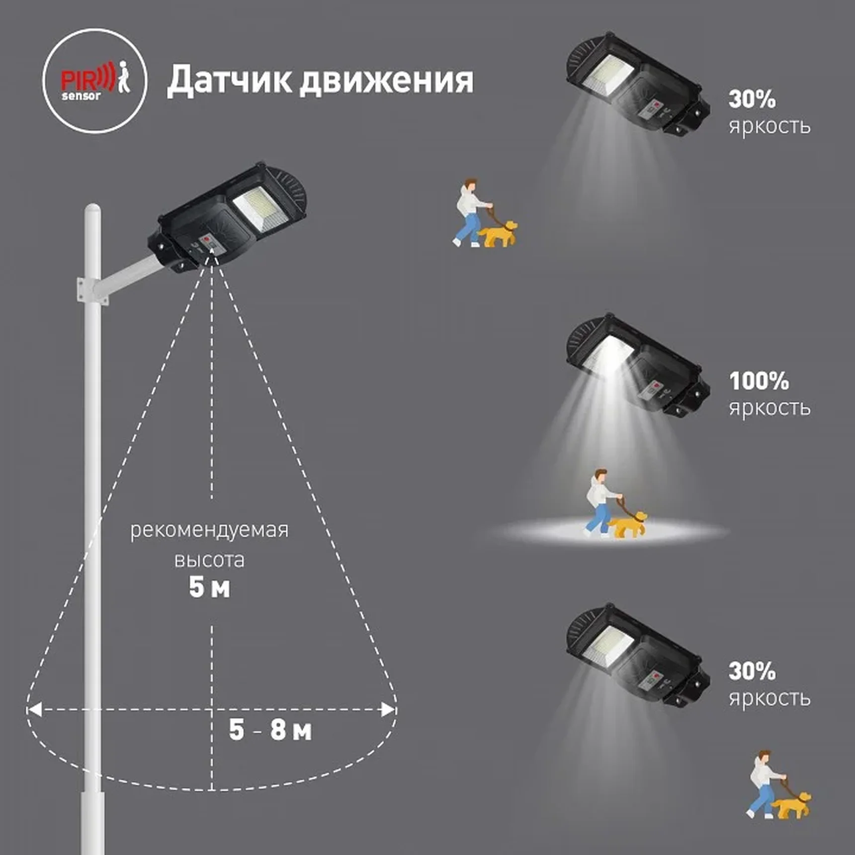 Консольный светильник на солнечной батарее,SMD,с кронштейном,20W, с датч. движ.,ПДУ,400lm, 5000К, IP65 Б0046798