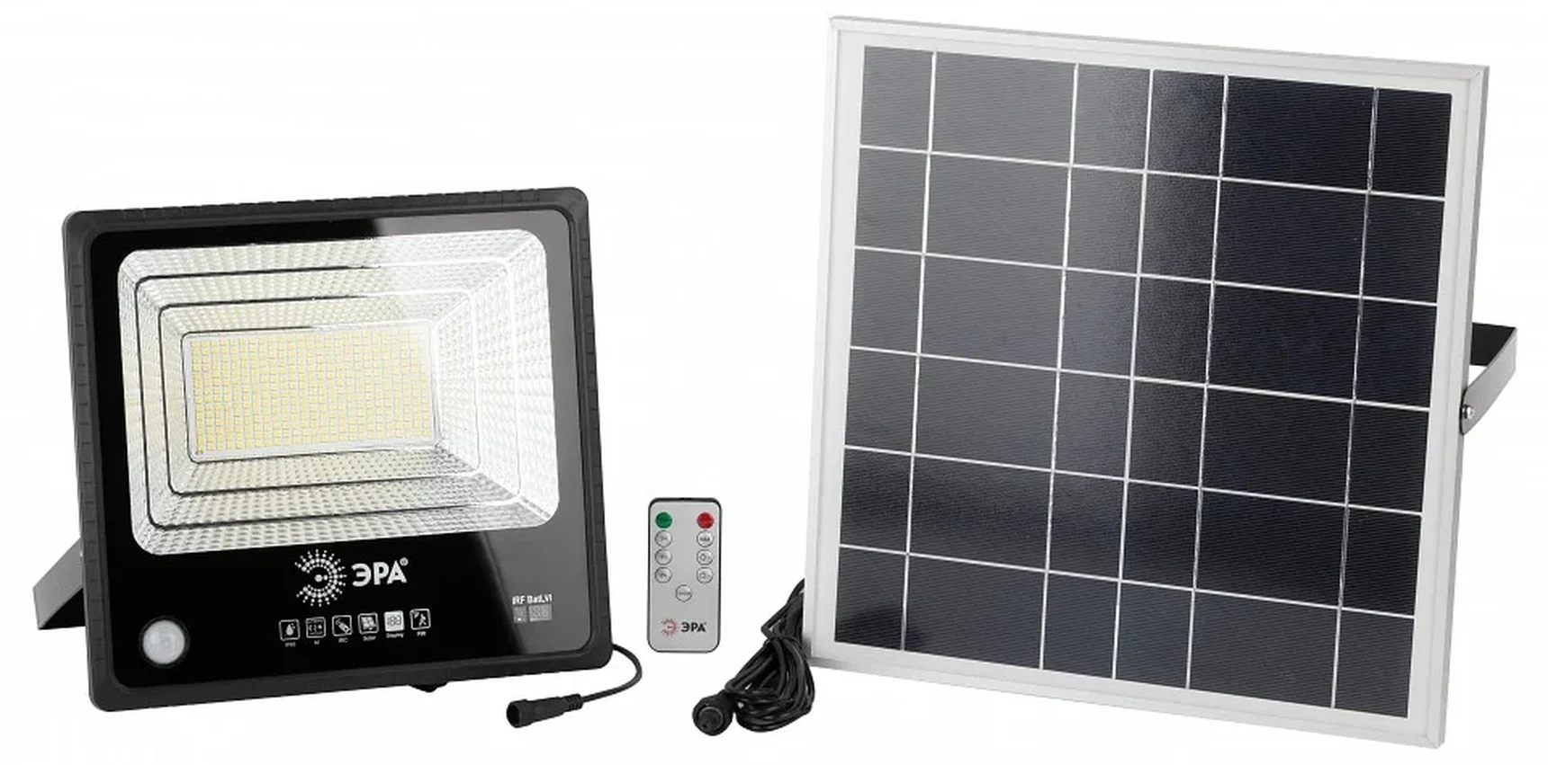 ERAPRO-150 ЭРА Прожектор светодиодный уличный на солн. бат. 150W, 1500 lm, 5000K, с датч. движения, ПДУ, IP65 (