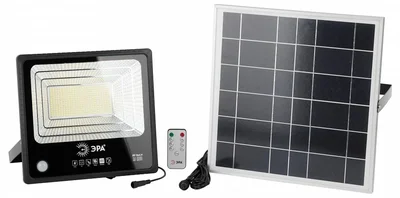 ERAPRO-150 ЭРА Прожектор светодиодный уличный на солн. бат. 150W, 1500 lm, 5000K, с датч. движения, ПДУ, IP65 (