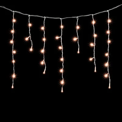 Гирлянда Бахрома 4,9 x 0,5 м Экстра Тепло-Белая 220В, 240 LED, Провод Прозрачный ПВХ, IP54