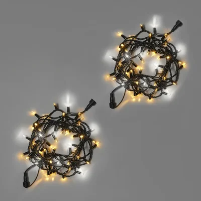 Светодиодная гирлянда INOXHUB Нить 10м, 100 LED, соединяемая, с мерцанием, 220В, IP65, чёрный резиновый провод 2.3мм, ТЁПЛАЯ БЕЛАЯ