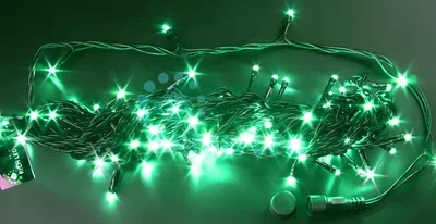 Светодиодная гирлянда Rich LED 10 м, 100 LED, 24 В, соединяемая, зелёная, мерцающая, черный провод, RL-S10CF-24V-B/G