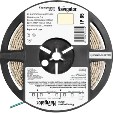 Лента светодиодная NLS-5730WW60-30-IP65-12V R5 30Вт 12В 3000К IP65 5м