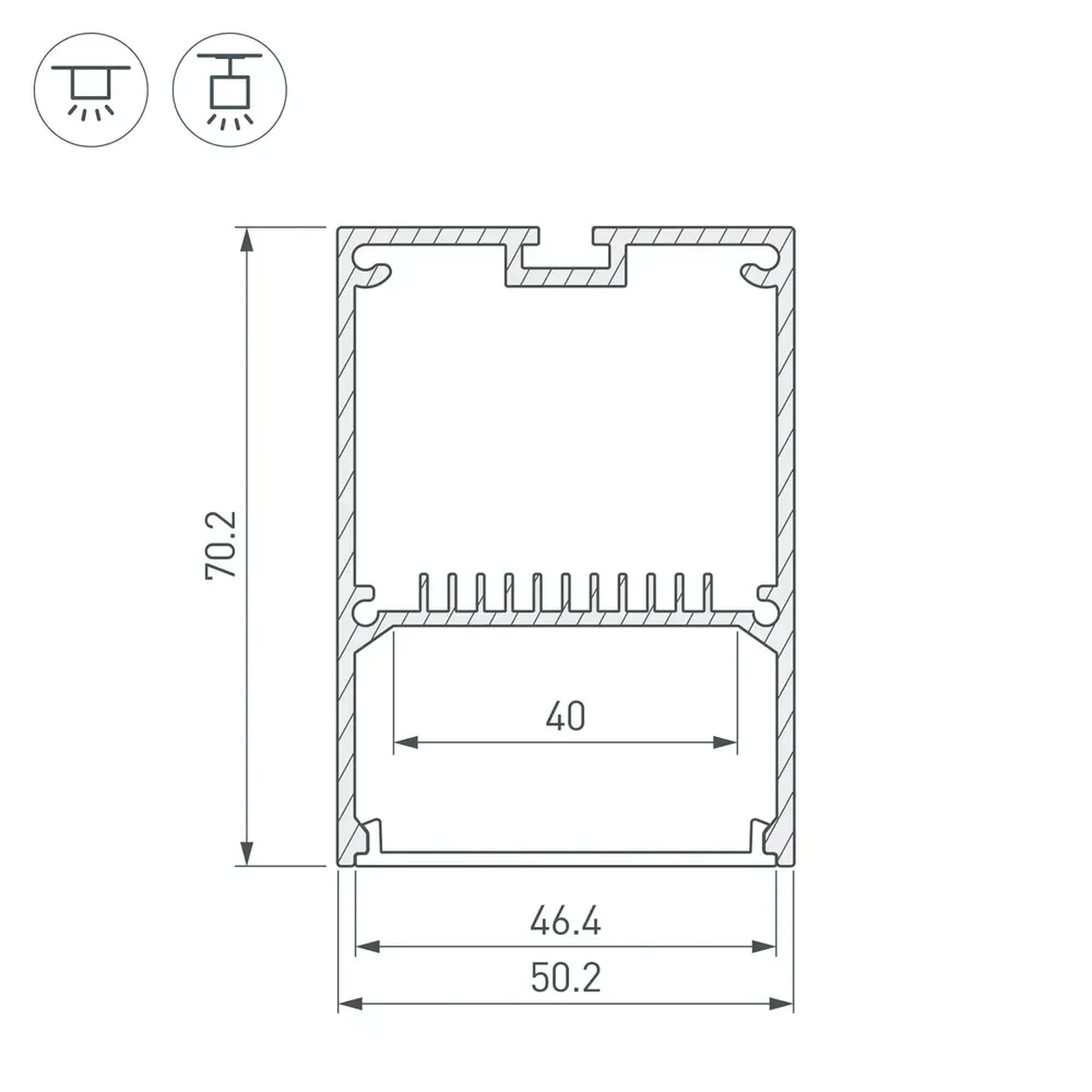 Профиль ARH-LINE-5070-2000 ANOD (Arlight, Алюминий)